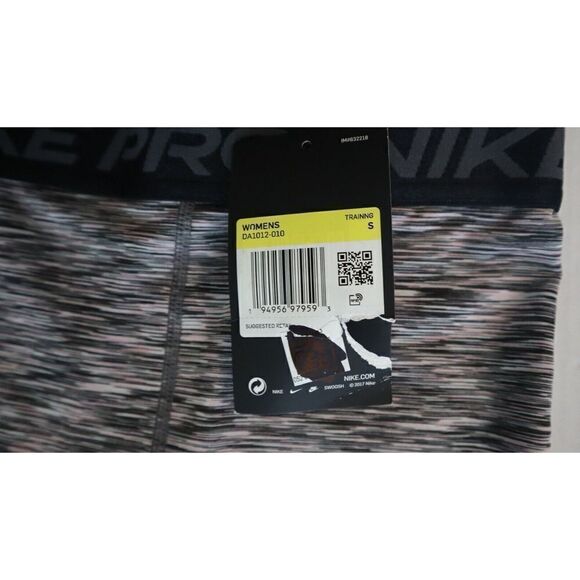 Nike Pro DA1012 010 Women's Sz Small Black Fitted Space-Dyed Cropped Tights $55 - Picture 4 of 9